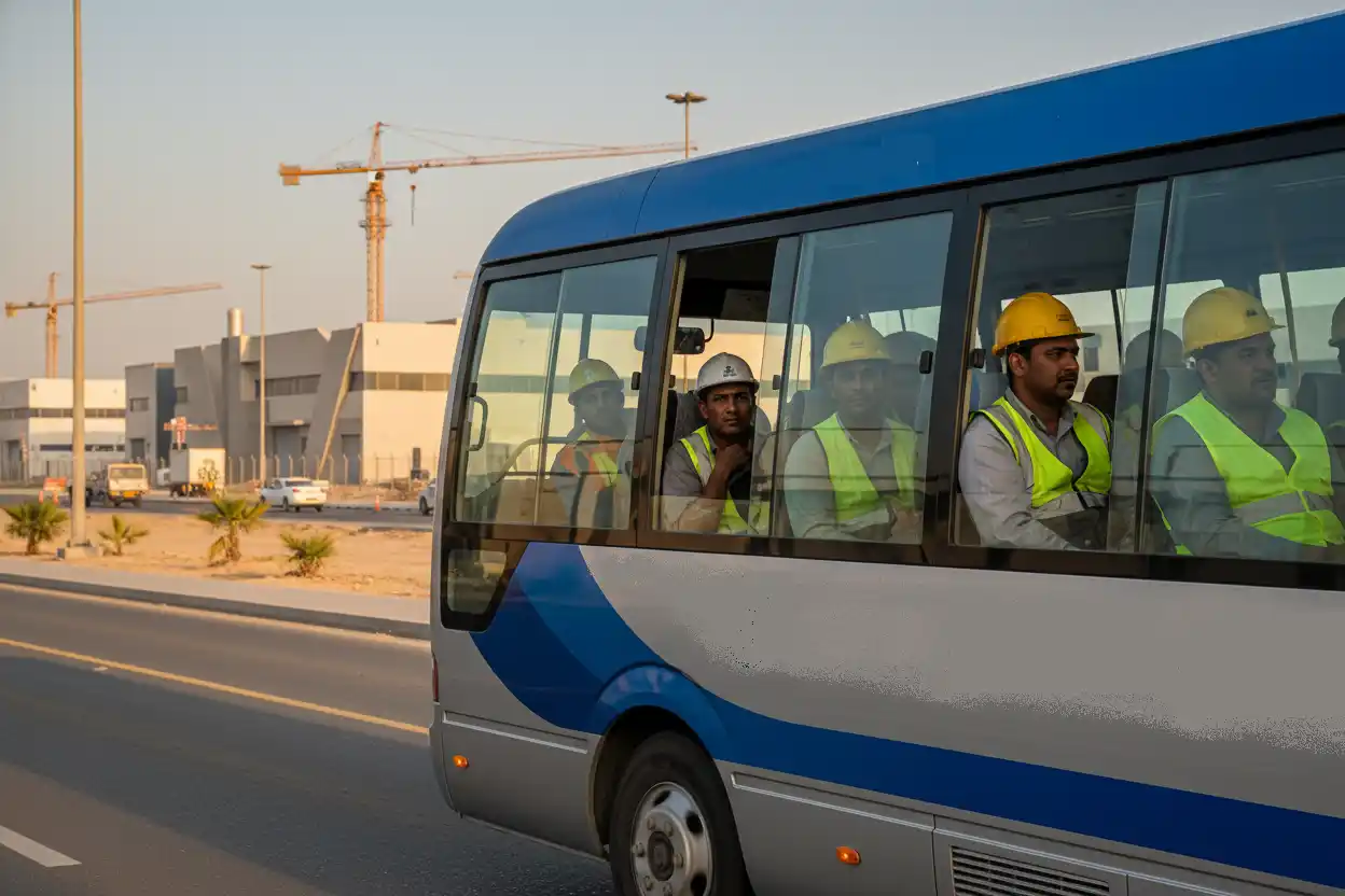 25 Passenger Coaster Bus for Labor Shuttle in Sharjah, Ajman 